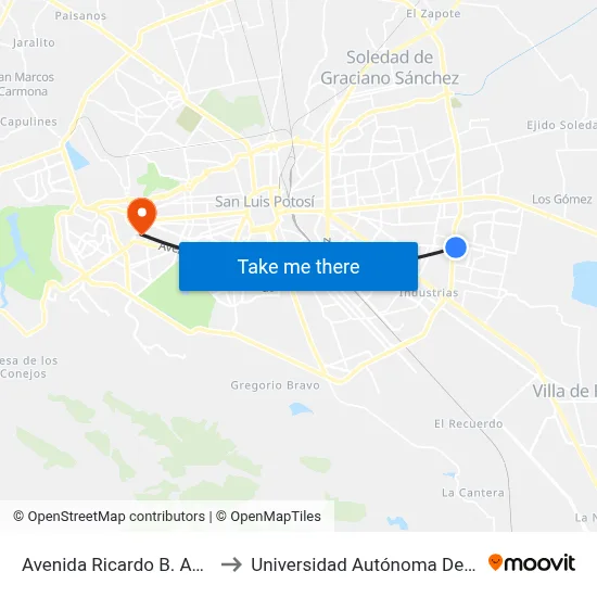 Avenida Ricardo B. Anaya, 2700_10 to Universidad Autónoma De San Luis Potosí map