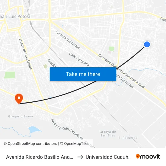 Avenida Ricardo Basilio Anaya, 4731 to Universidad Cuauhtemoc map