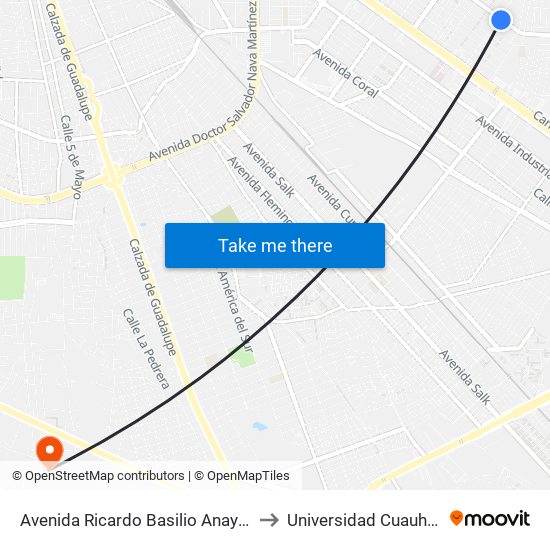 Avenida Ricardo Basilio Anaya, 1502a to Universidad Cuauhtemoc map