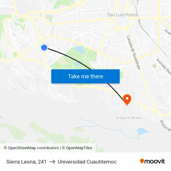 Sierra Leona, 241 to Universidad Cuauhtemoc map