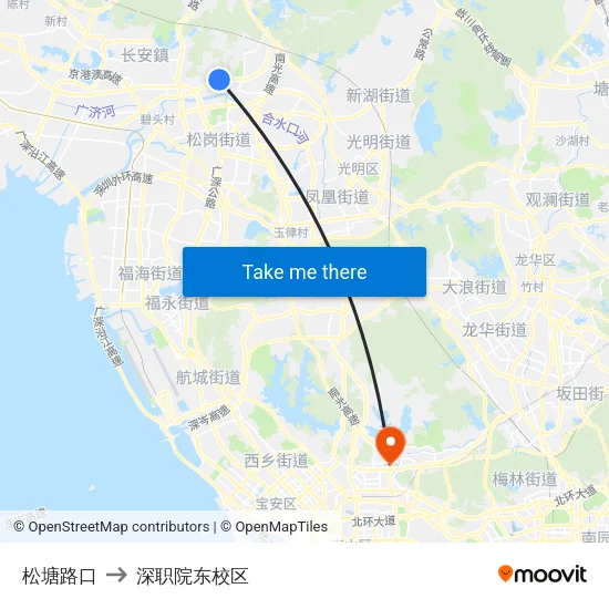 松塘路口 to 深职院东校区 map
