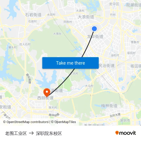 老围工业区 to 深职院东校区 map