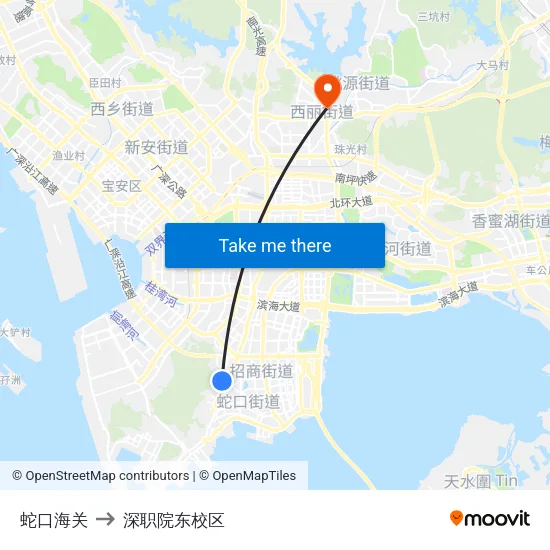 蛇口海关 to 深职院东校区 map
