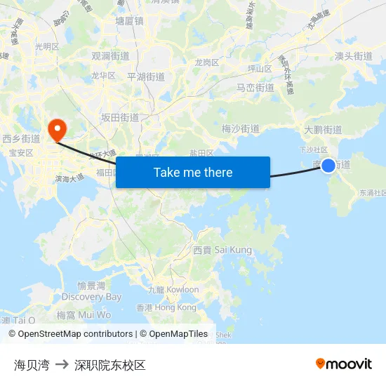 海贝湾 to 深职院东校区 map