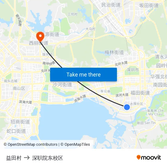 益田村 to 深职院东校区 map