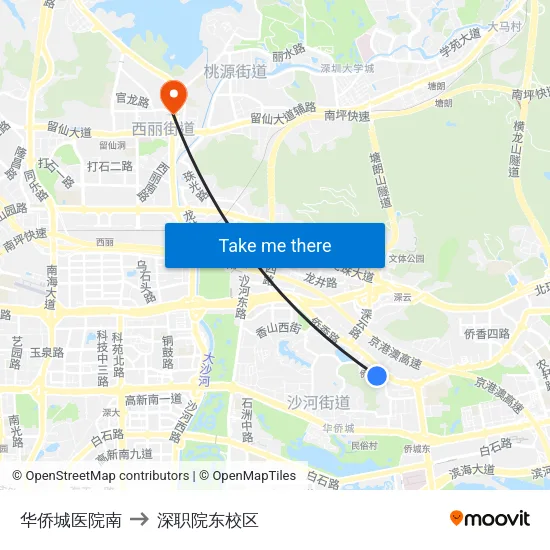 华侨城医院南 to 深职院东校区 map