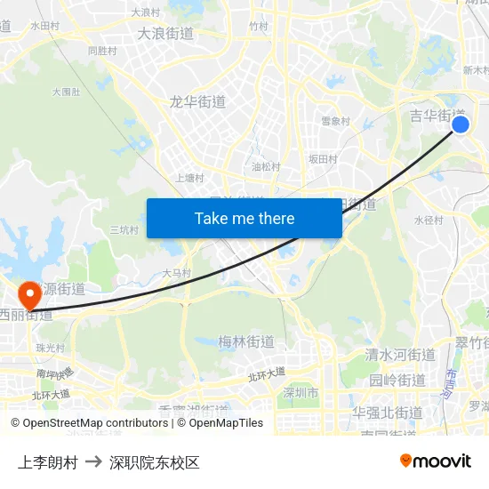 上李朗村 to 深职院东校区 map