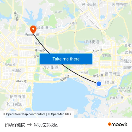 妇幼保健院 to 深职院东校区 map