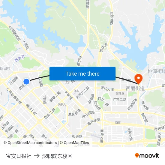 宝安日报社 to 深职院东校区 map