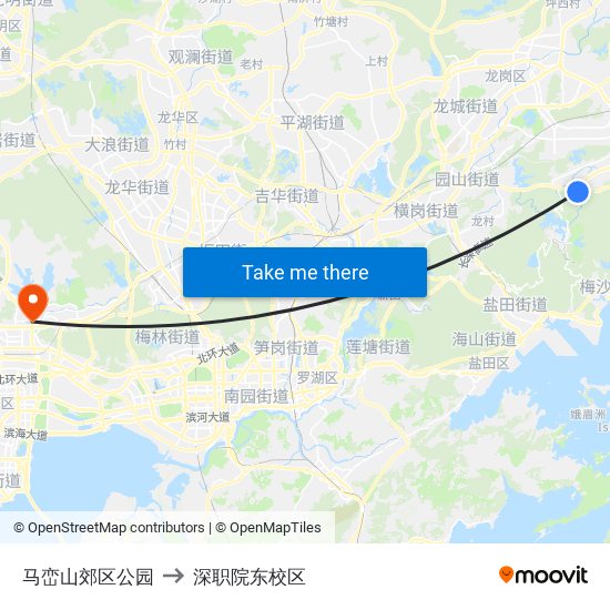 马峦山郊区公园 to 深职院东校区 map