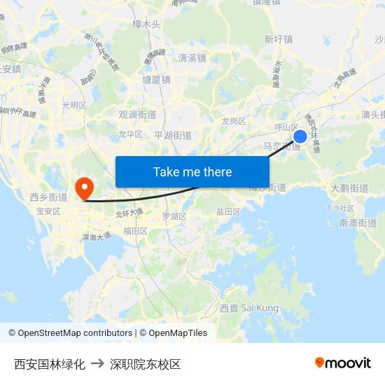西安国林绿化 to 深职院东校区 map