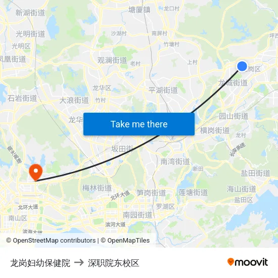 龙岗妇幼保健院 to 深职院东校区 map