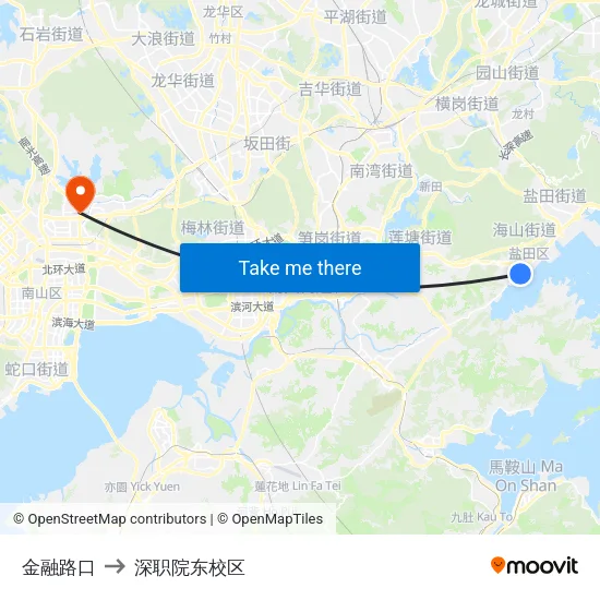 金融路口 to 深职院东校区 map