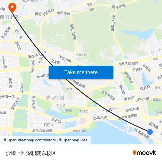 沙嘴 to 深职院东校区 map