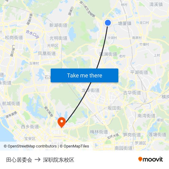 田心居委会 to 深职院东校区 map