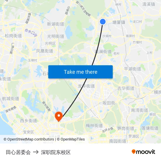 田心居委会 to 深职院东校区 map