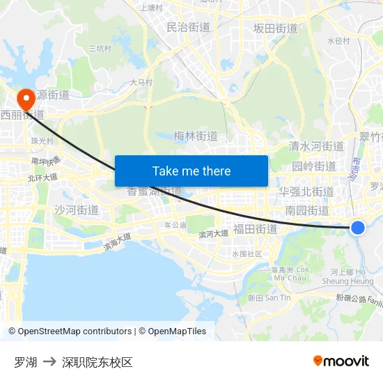 罗湖 to 深职院东校区 map
