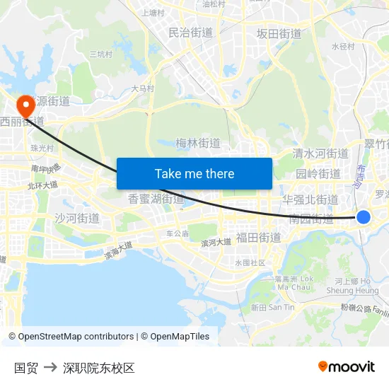 国贸 to 深职院东校区 map