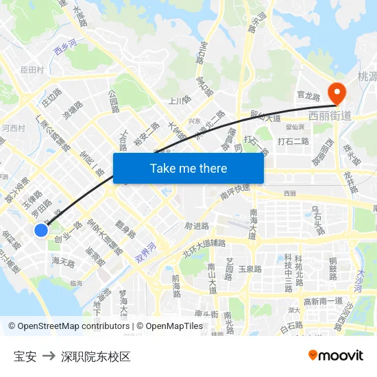 宝安 to 深职院东校区 map