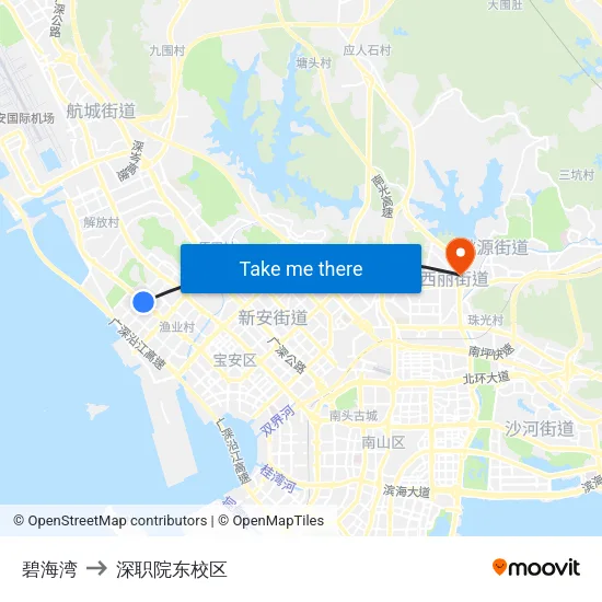 碧海湾 to 深职院东校区 map