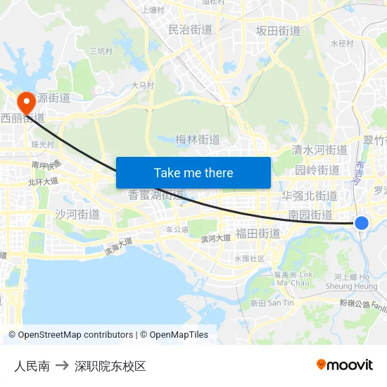人民南 to 深职院东校区 map