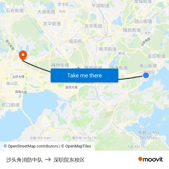 沙头角消防中队 to 深职院东校区 map