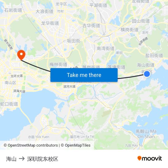 海山 to 深职院东校区 map
