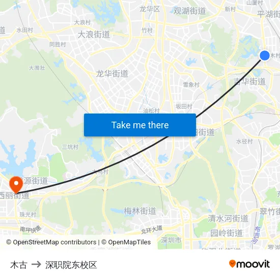 木古 to 深职院东校区 map