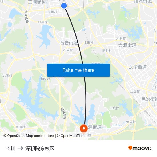 长圳 to 深职院东校区 map