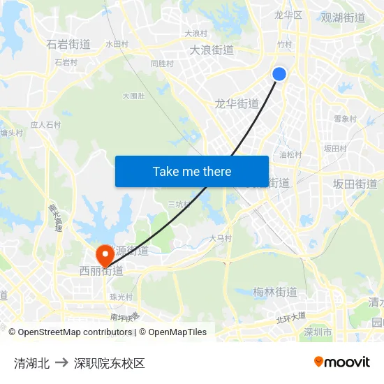 清湖北 to 深职院东校区 map