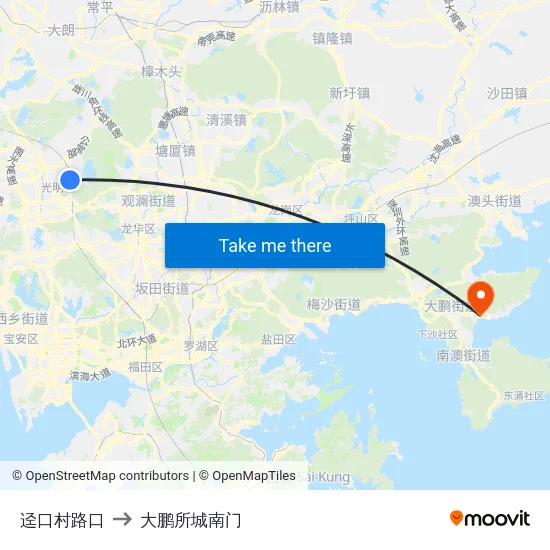 迳口村路口 to 大鹏所城南门 map