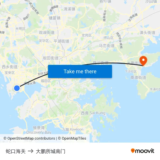 蛇口海关 to 大鹏所城南门 map