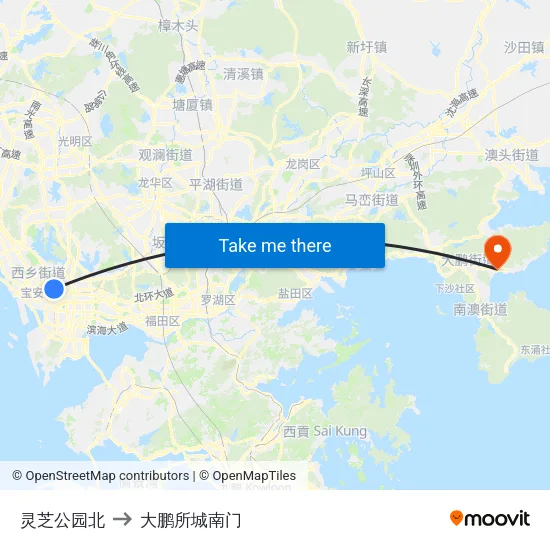 灵芝公园北 to 大鹏所城南门 map