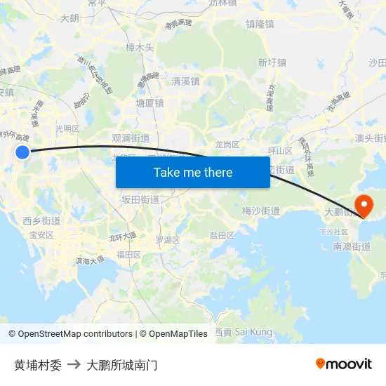 黄埔村委 to 大鹏所城南门 map