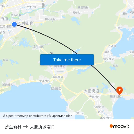 沙坣新村 to 大鹏所城南门 map