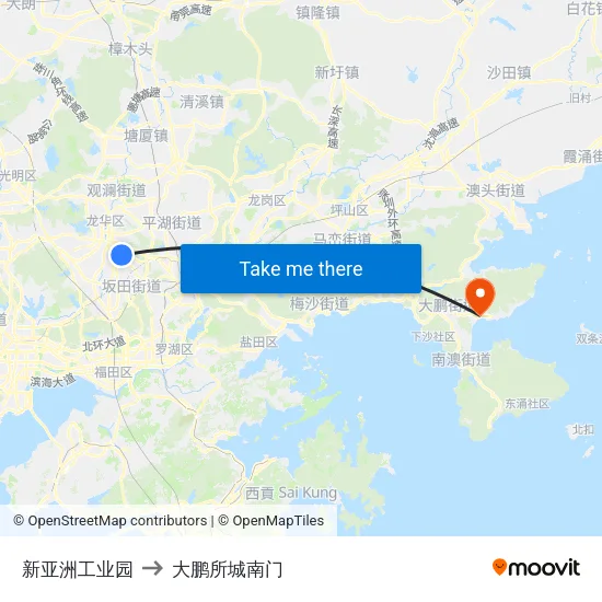 新亚洲工业园 to 大鹏所城南门 map