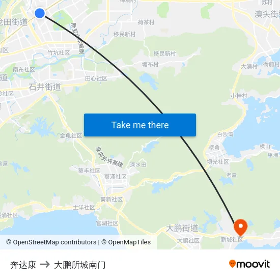 奔达康 to 大鹏所城南门 map