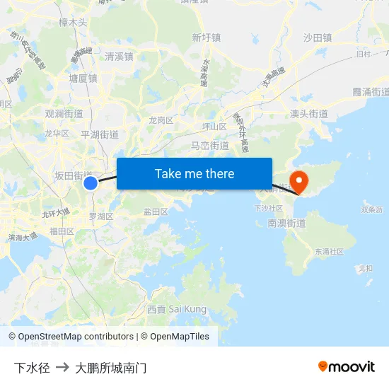 下水径 to 大鹏所城南门 map