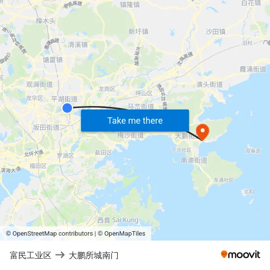 富民工业区 to 大鹏所城南门 map