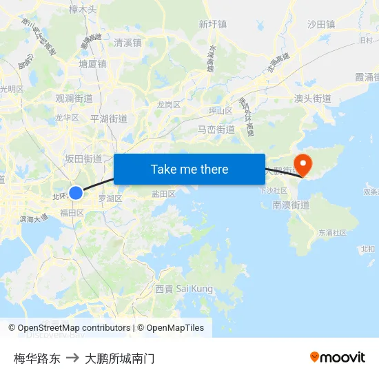 梅华路东 to 大鹏所城南门 map