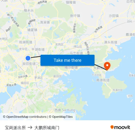 宝岗派出所 to 大鹏所城南门 map
