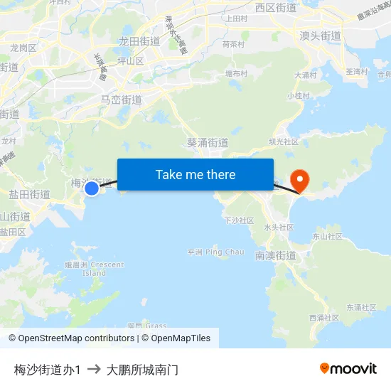 梅沙街道办1 to 大鹏所城南门 map