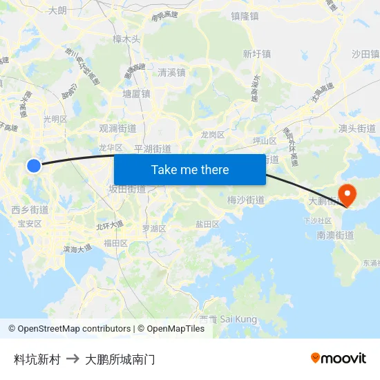料坑新村 to 大鹏所城南门 map