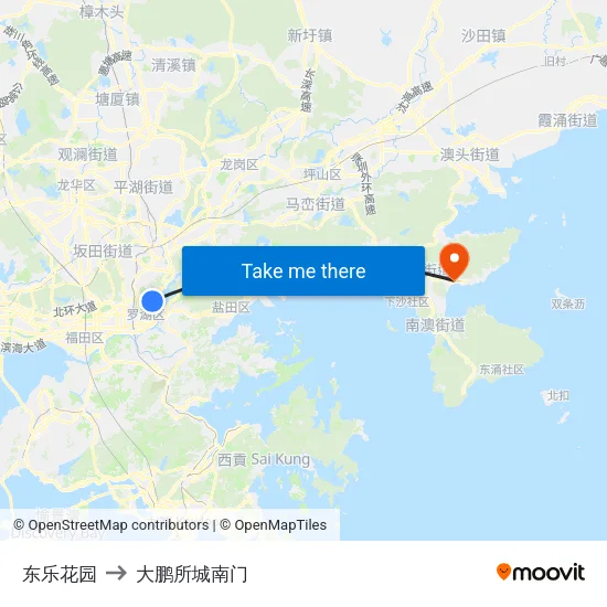 东乐花园 to 大鹏所城南门 map