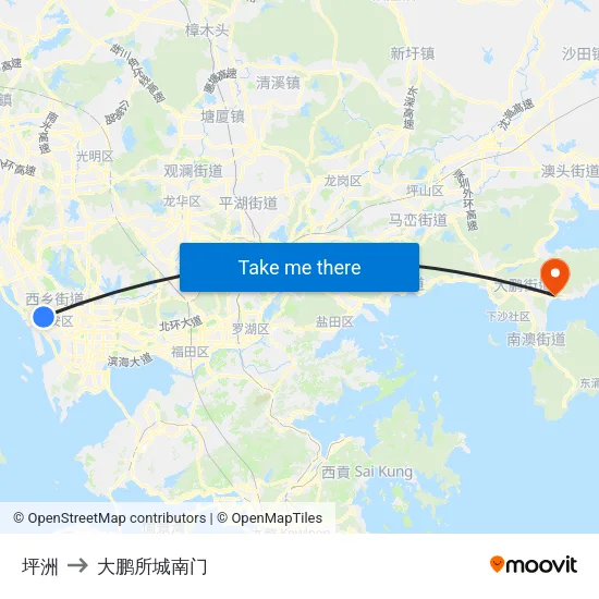 坪洲 to 大鹏所城南门 map