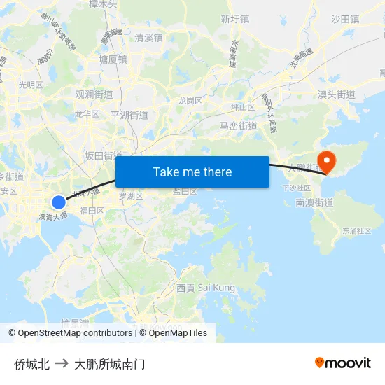 侨城北 to 大鹏所城南门 map
