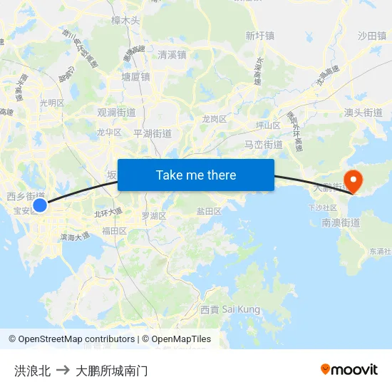 洪浪北 to 大鹏所城南门 map