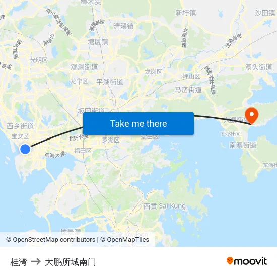 桂湾 to 大鹏所城南门 map