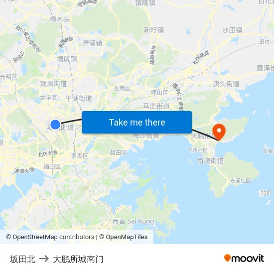 坂田北 to 大鹏所城南门 map