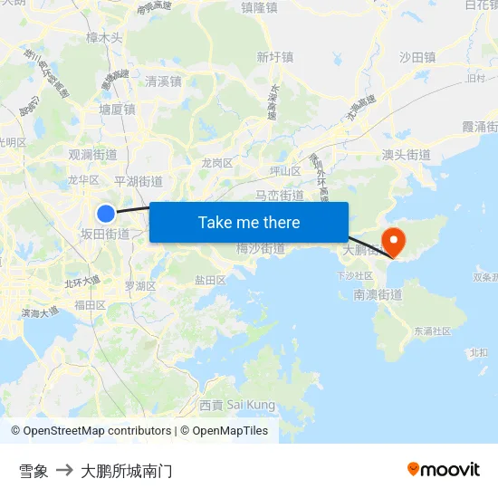 雪象 to 大鹏所城南门 map